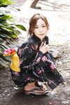 Japanese model Shuri Maihama removes upskirt panties in a kimono