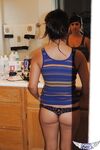 Cute brunette Layla Rose strips to reveal big tits & firm ass in the bathroom