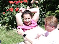 Big boobed amateur Eva Jayne gets banged on a blanket in the garden