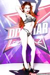 Red hair pornstar Veronica Vain stripping off sexy lingerie to model nude