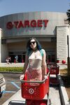 Naughty brunette teen Skylar Anke exposes herself at shopping outlets