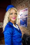 Sexy flight attendants remove stockings to flaunt painted toes & sexy feet