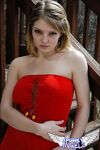 Young white girl Danielle reveals black upskirt panties outdoors