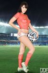 Stunning body-painted soccer player Ava Dalush showing off her fantastic body