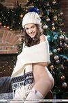 Sweet teen Serena Wood touts her hot ass at Xmas in stockings and a toque