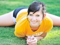 Naughty babe Tasha fists herself & sits on a cone dildo after a kinky workout