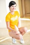 Naughty babe Tasha fists herself & sits on a cone dildo after a kinky workout