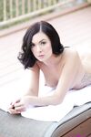 Pretty black haired Marley Brinx doffs bikini for erotic outdoor fucking