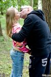 Blonde teen and her sugar daddy get together for sex down by the pond