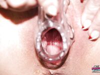Nasty granny in glasses masturbating her muff and pissing