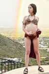 Skinny babe in Princess Leia costume Natalie rubs her clam outdoors