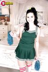 Cute teen Violet Rain is relieved of her cheerleader outfit by her boyfriend