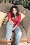 Thick brunette Samantha Steele strips naked on a loveseat in her debut