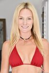 Mature blonde Sydney Hail sheds red bikini for a spread pussy extreme closeup