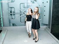 Fully clothed girl dance and get soaking wet during sprinkler malfunction