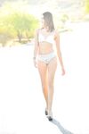 Adorable amateur Roxanna strips to hot underwear before getting nude in public