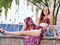 Amateur girl Mandy does a handstand out in public with no panties on