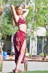 Amateur girl Mandy does a handstand out in public with no panties on
