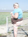 Fat old woman Grandma Libby exposes herself on a desolate bike path