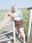 Fat old woman Grandma Libby exposes herself on a desolate bike path