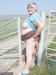 Fat old woman Grandma Libby exposes herself on a desolate bike path