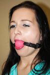Ball gagged brunette is left all alone tied to a chair with ropes