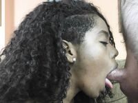 Curvy ebony Layla Finesse undresses & sucks an old man's small white dick