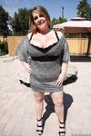 Brunette fatty Hillary Hooterz pulls out her huge natural tits in the sunshine