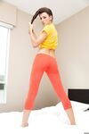 Skinny teen amateur Lavi Neagu peels her yoga pants to pose in lace panties