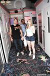 Submissive wife sucks and fucks a BBC via a gloryhole while hubby watches