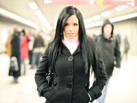 Snow bunny Ashley Bulgari bares her big breasts and ass out in public