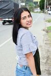 19 year old Latina teen seduces a man in tight fitting blue jeans