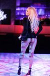 Attractive blonde Luna Star stripping out off her black dress showing her body