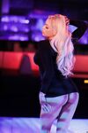 Attractive blonde Luna Star stripping out off her black dress showing her body