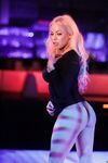 Attractive blonde Luna Star stripping out off her black dress showing her body
