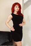 Over 30 MILF Andrea Rosu strips to black stockings with hair dyed red