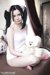 Cute teen Rozie shows her tight slit after putting down her plush toy