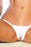 Glamorous Cayenne spreads to show her wet white panties and fondles her tits