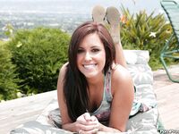 Tattooed teen Tasia Banx fucks a really old fat man on patio deck