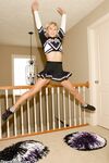Adorable blonde teen Kasia exposes her big tits in cheerleader uniform