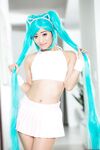 Asian solo girl Ayumu Kase models naked with cosplay inspired hair