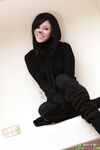 Charming dark haired kitty in solo kinky striptease action
