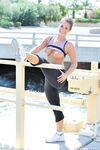 Athletic babe Eva jogs with her boobs hanging out and does naked yoga