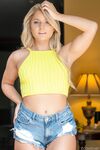 Sexy blonde Bianca Rose makes her nude modelling premiere on a hardwood floor