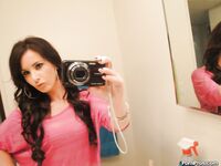 Barely legal teen Mia Valentine taking naked mirror selfies while undressing
