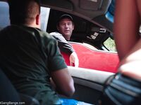 Young blonde Chastity Lynn gives a public blowjob to her man in the car