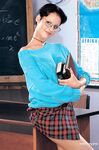 Nerdy female student Michelle Wild gets gangbanged on desk in classroom
