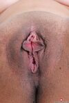 Black first timer Millie Stone smiling while showing her pink pussy