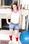 30 plus woman Molly Golly bares tiny tits as she gets totally naked