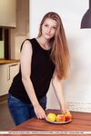 Erotic Bretona slips out of her tight jeans to spread naked in the kitchen